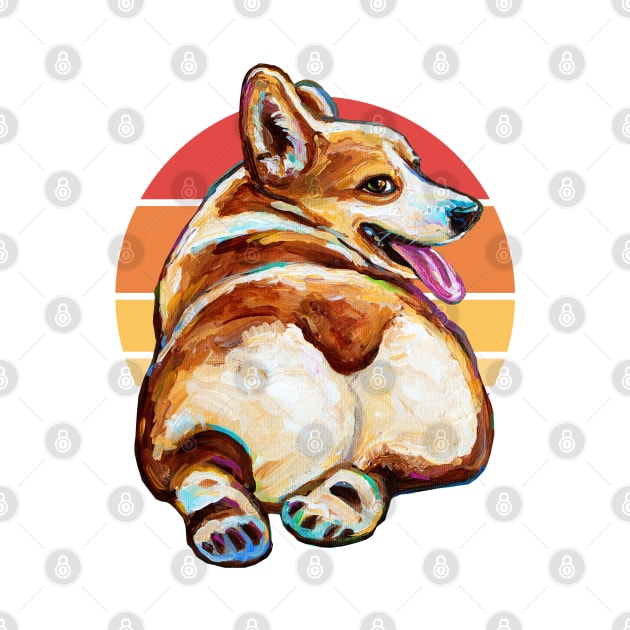 Retro Sunset Corgi Butt by Robert Phelps by RobertPhelpsArt