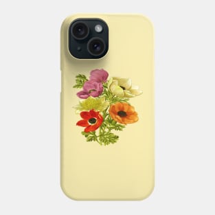 Anemone Windflower Botanical Art Vector Cut Out Phone Case