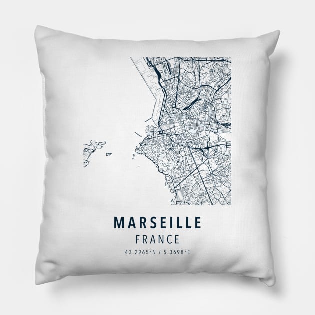 marseille simple map Pillow by boy cartograph