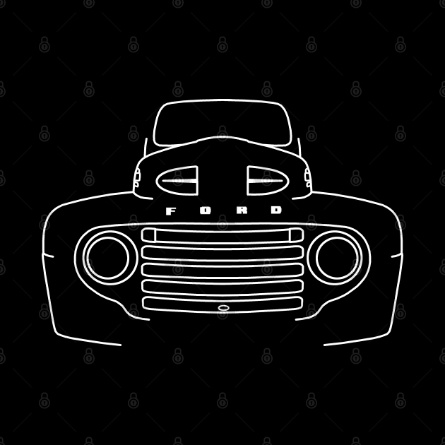 1948 Ford F-1 classic pickup truck white outline graphic by soitwouldseem