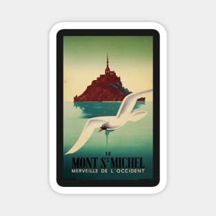 Retro poster - travel - vintage - Mont St Michel Magnet