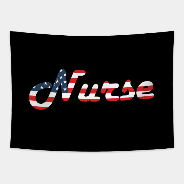 American Flag Independence Day July 4th Patriotic Nurse Gift Idea, Nurse practitioner Tapestry by Zen Cosmos Official