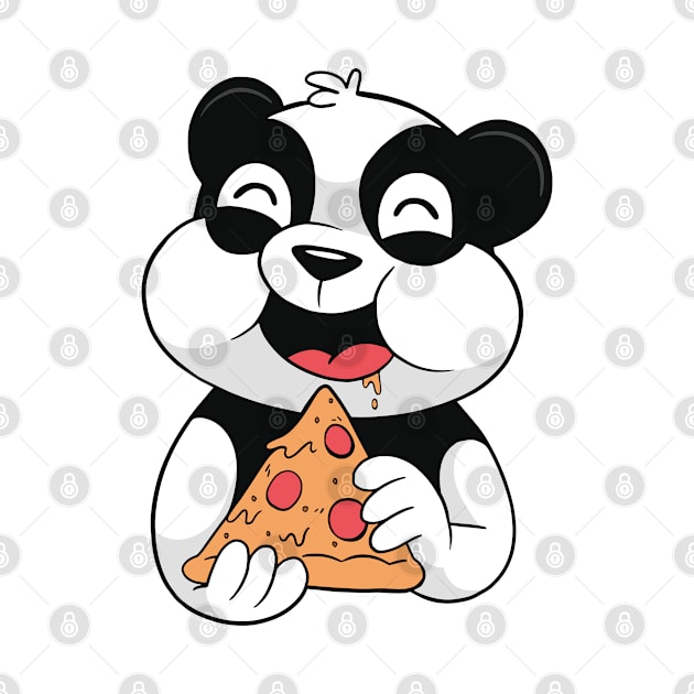 Cute Panda Eating Pizza by OnepixArt