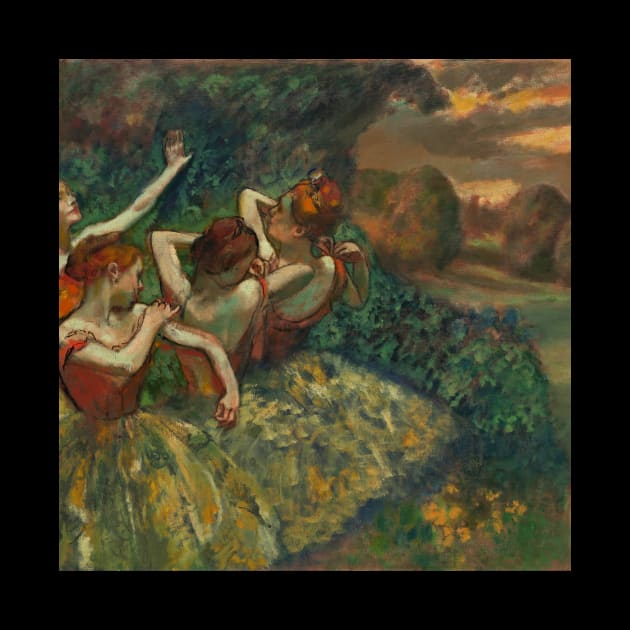 Edgar Degas Four Ballerina Dancers Orange Autumn fall Gift For art admirer by CONCEPTDVS