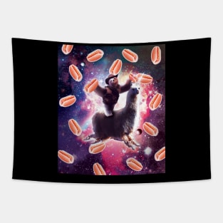 Cowboy Space Sloth On Llama Unicorn - Hot-Dog Tapestry