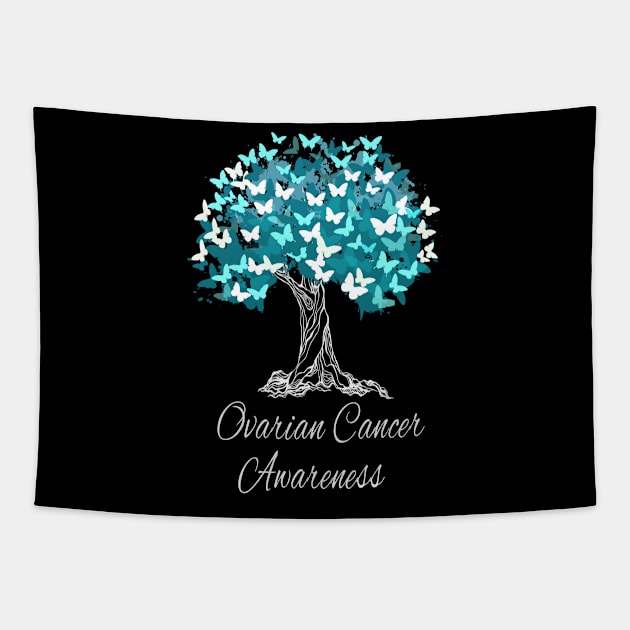 Ovarian Cancer Awareness T-Shirt Warrior Gift Tapestry by MerchAndrey