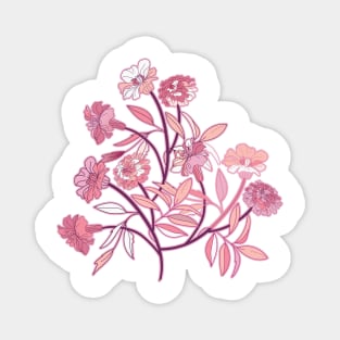 Cottagecore style marigold flowers in beige and pink Magnet