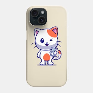 Cute Cat Catches Baby Mouse Cartoon Phone Case