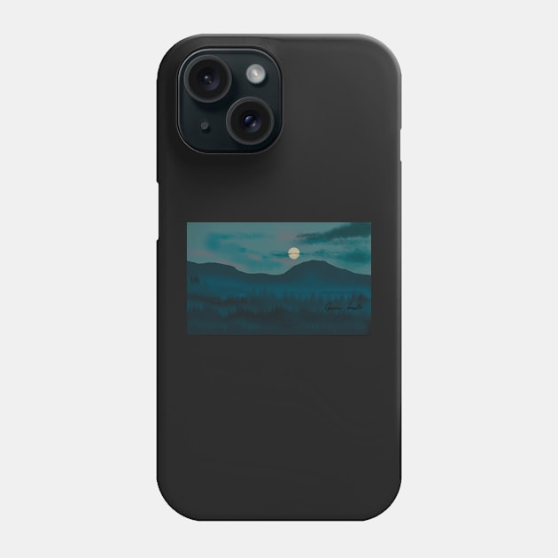 Moon Over Mountain Phone Case by designs-by-ann