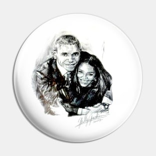 BARACK & MICHELLE OBAMA PORTRAIT Pin