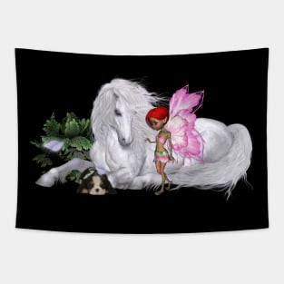 Wonderful unicorn with fairy Tapestry