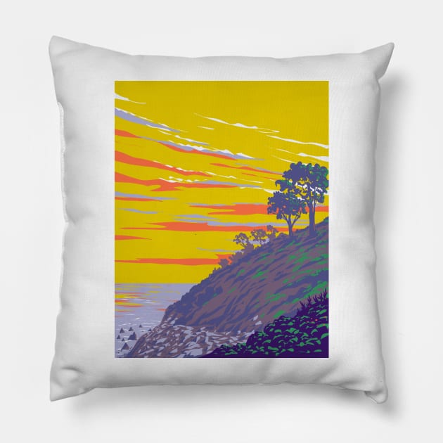 Block Island in Rhode Island New England USA WPA Art Poster Pillow by retrovectors