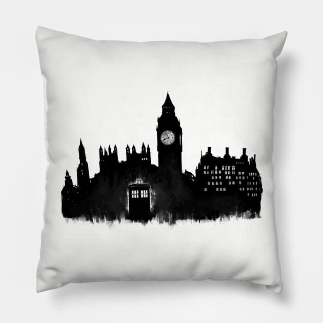 Police Box in London Pillow by CrumblinCookie