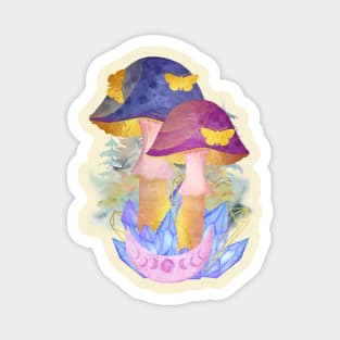 Watercolor Butterflies Mushrooms Moon Phases Garden Forest Crystals Magnet