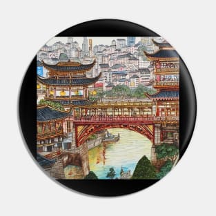 Chongqing city drawing Pin