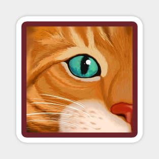 Peeking Ginger Cat Face Magnet