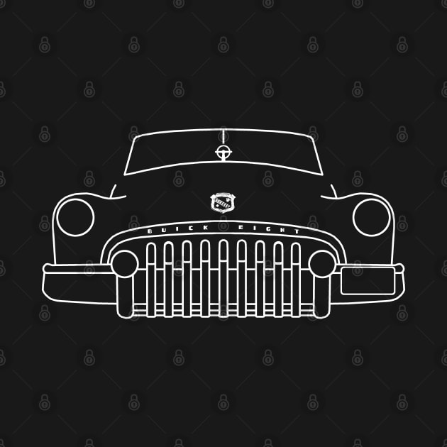 1950 vintage Buick Eight classic car outline graphic (white) by soitwouldseem