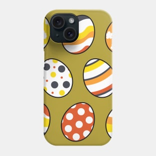 Egg Pattern | Yellow Orange Gray | Stripes Clouds Flowers Dots | Green Phone Case