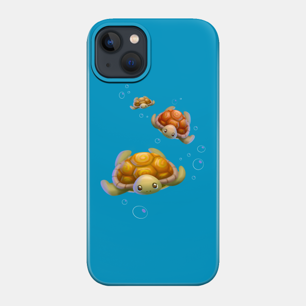 3 Cute Turtles Swimming Under the Sea - Turtles - Phone Case