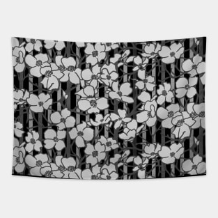 Black and White Dogwood Tapestry