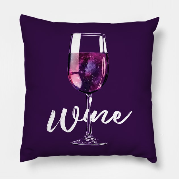 Wine Lover Galaxy in a Glass Pillow by polliadesign