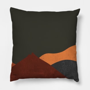 Sun & Moon Artwork With mountains. Boho art of moon at night and terracotta mountains. Pillow