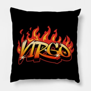 Virgo Zodiac Retro Flames Birthday Pillow