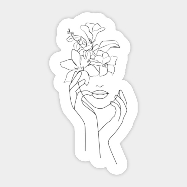 Abstract Woman With Flower Crown Line Art Abstract Woman