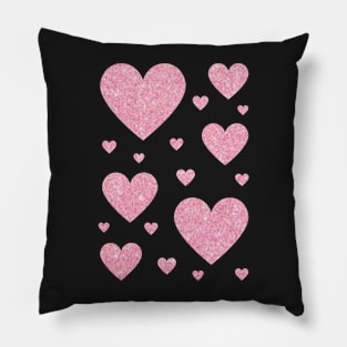 Light Pink Faux Glitter Hearts Pillow