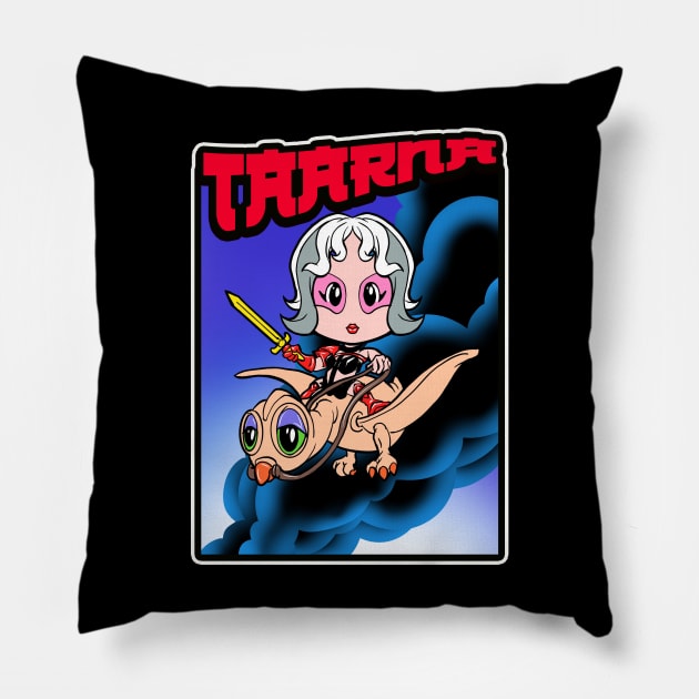 KAWAII FLYING WARRIOR Pillow by Biomek