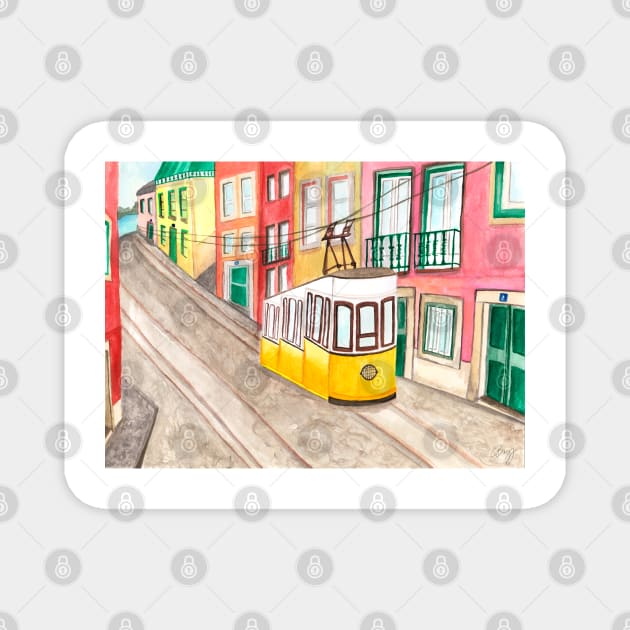 Lisbon - Elevador da Bica Magnet by Claudia-Brueggen