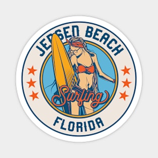 Vintage Surfing Badge for Jensen Beach, Florida Magnet