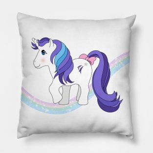 White unicorn with purple hair Pillow