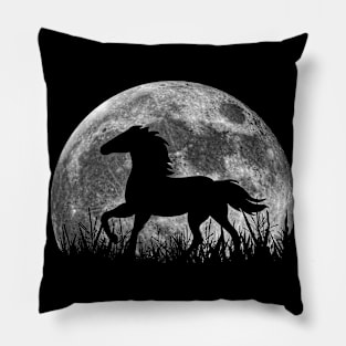 Horse On Moon, Full Moon Pillow