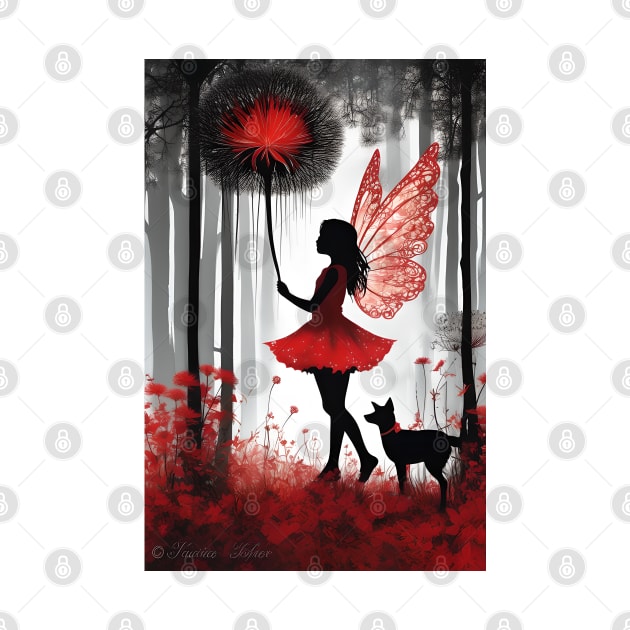 Enchanting Moments: Girl in Red with Giant Dandelion and Furry Friend by AlexBRD