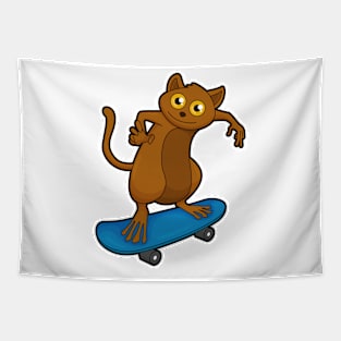 Tarsier as Skater with Skateboard Tapestry