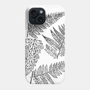 Botanical Scientific Illustration Black and White Fern Phone Case