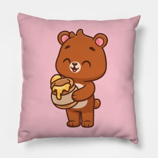 Cute Bear Holding Honey Cartoon Pillow