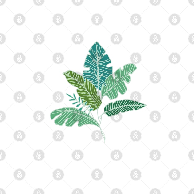 Contour Line Leaves in Mint by latheandquill