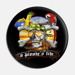 Pirate Parrots Skull and Bones Pin