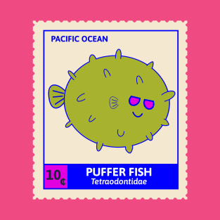 Kawaii Cute Smiley Pufferfish, Ocean Stamp Collection, Pufferfish Lover T-Shirt