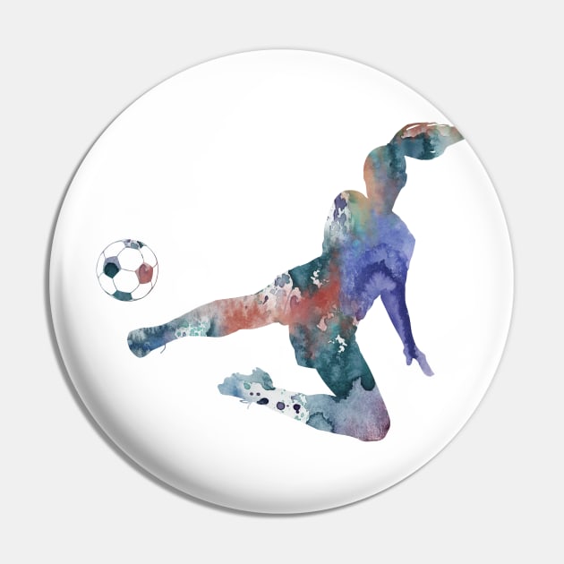 Female Soccer Player Pin by RosaliArt