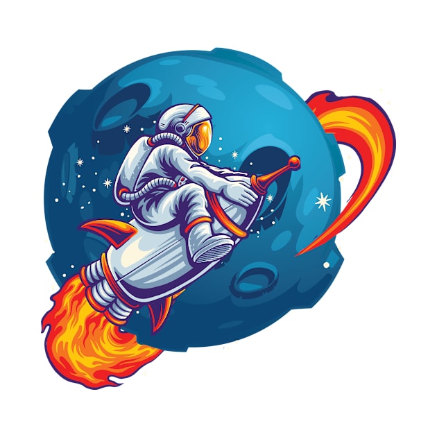 Astronaut On A Rocket by jobieh shop