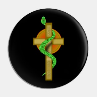 Crucified Serpent on Cross Pin