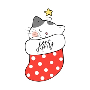 Cute Cat Christmas Stocking T-Shirt