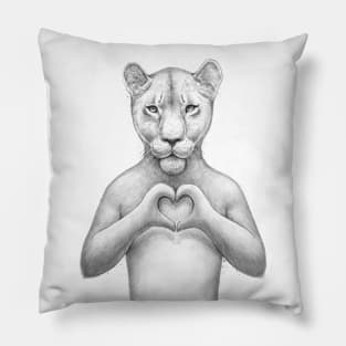 Girl Lion with heart Pillow