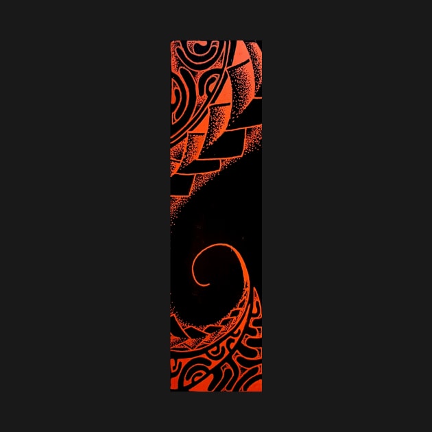 Polynesian tattoo art orange wave by Havai'iART&WOOD