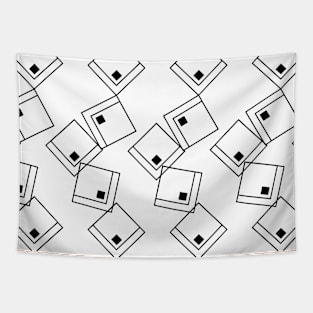 Black & white geometric abstraction, squares Tapestry