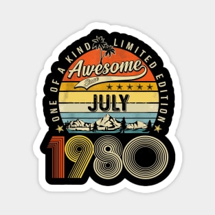 Awesome Since July 1980 Vintage 43rd Birthday Magnet