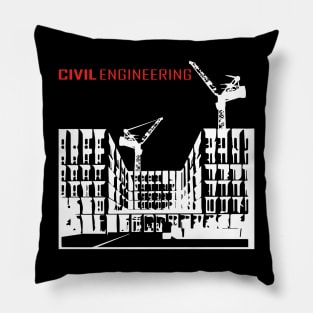 civil engineering, buildings, crane, drafter, text Pillow